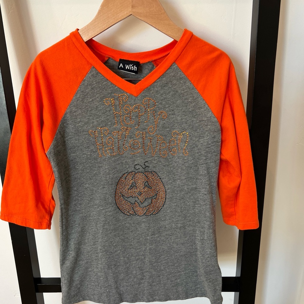 Wish Kids Halloween Tee - Orange and Gray